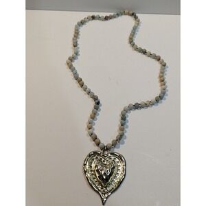 Exaggerated Large Heart‎ Pendant Beaded Necklace Statement Fashion Jewelry